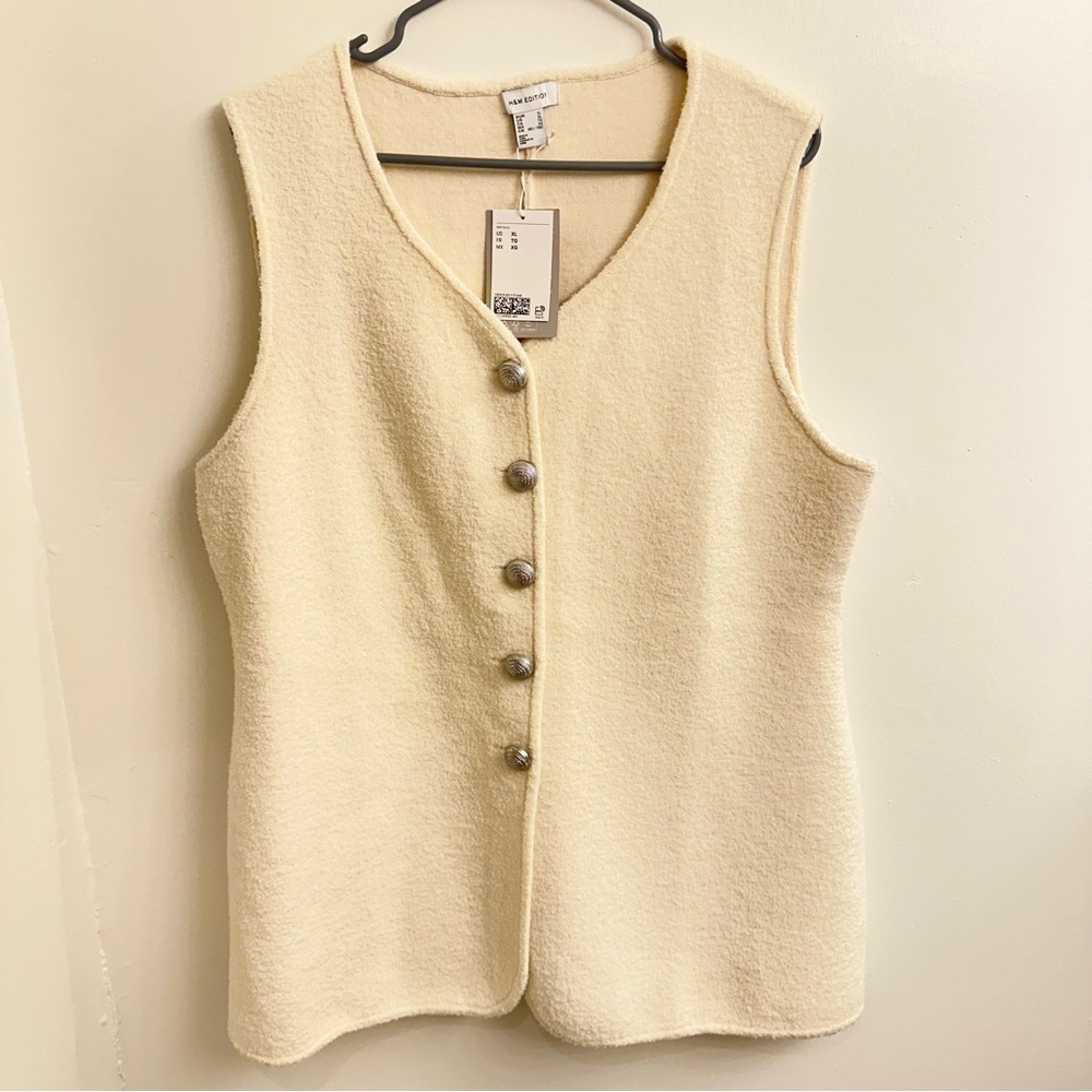 H&M Edition Cream Wool Blend Knit Vest SZ XL